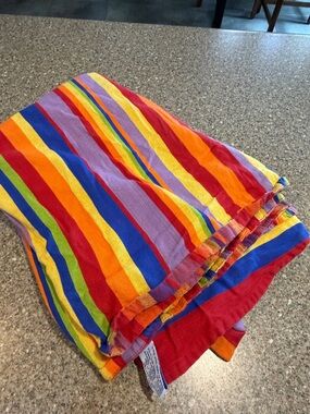 vintage Dansk Antigua Multi-Color Striped Table Cloth